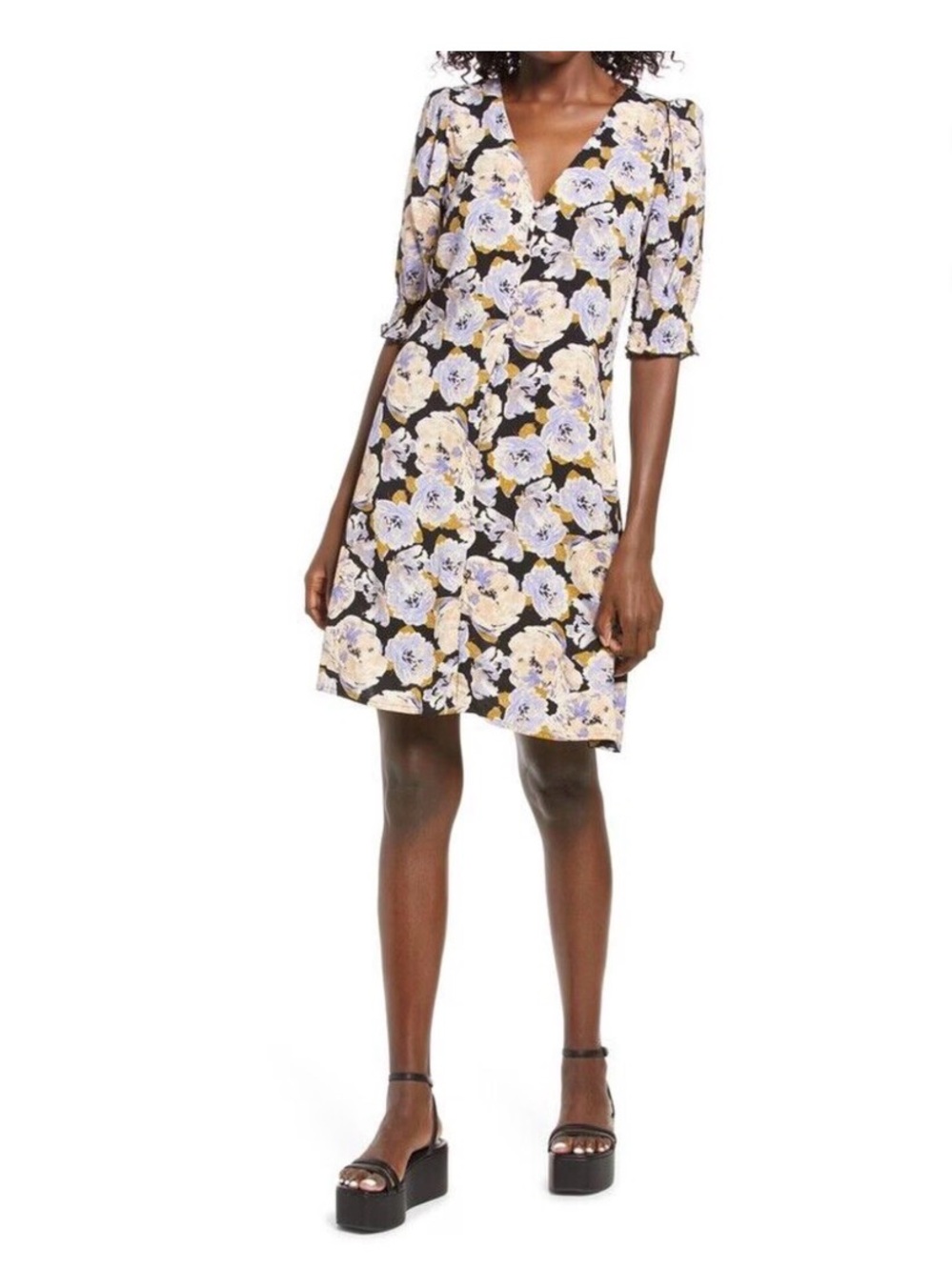 Vero Moda Paja Floral Button Front Mini Dress Small 100% Viscose